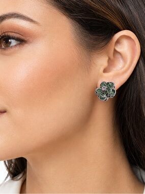 Lonna & Lilly Floral Silver Tone Stud Earrings – Elegant Flower Statement